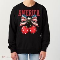Cute America Cherries Coquette Bow Funny Cherry 4th Of July Women's Sweatshirt thumb 0