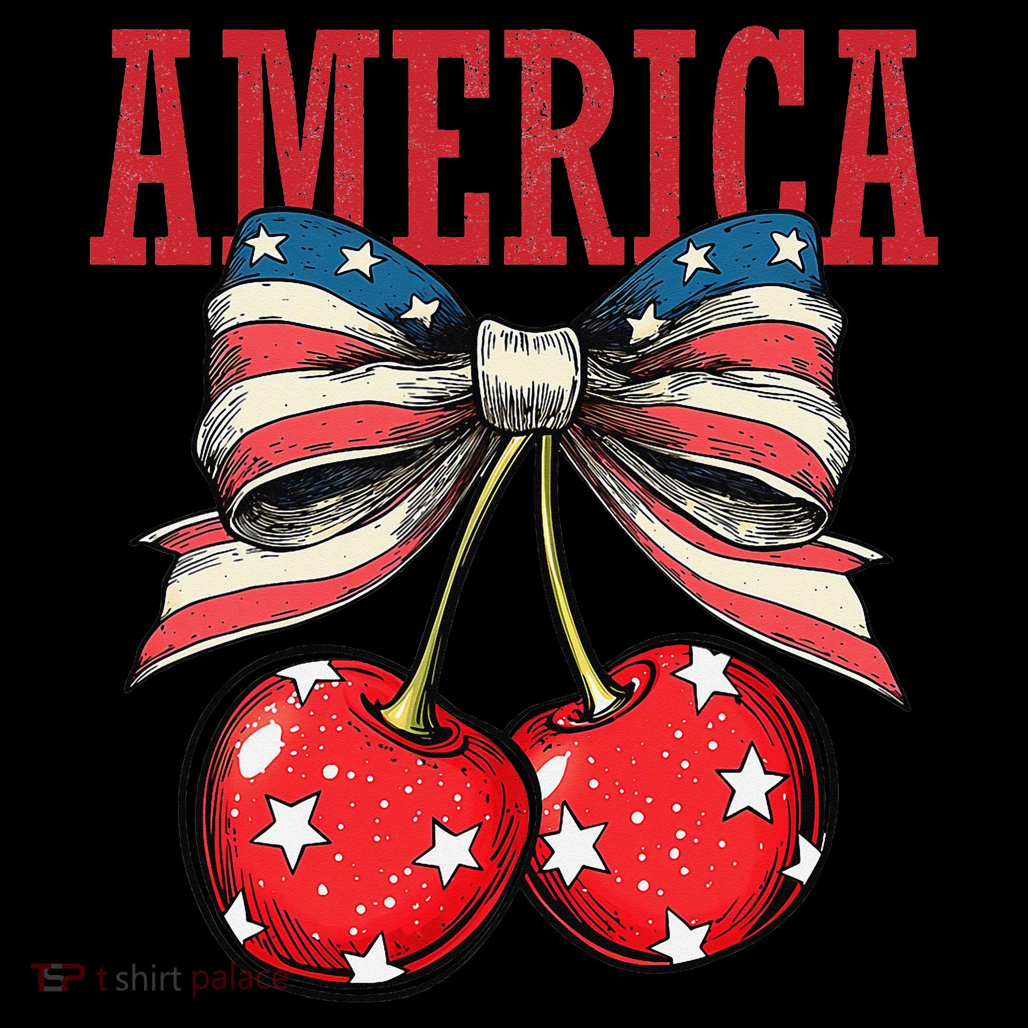 Cute America Cherries Coquette Bow Funny Cherry 4th Of July Coffee Mug