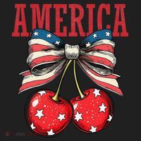 Cute America Cherries Coquette Bow Funny Cherry 4th Of July Beanie thumb 2