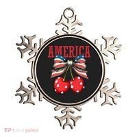 Cute America Cherries Coquette Bow Funny Cherry 4th Of July Ornament thumb 0