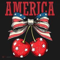 Cute America Cherries Coquette Bow Funny Cherry 4th Of July Ornament thumb 1