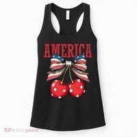 Cute America Cherries Coquette Bow Funny Cherry 4th Of July Women's Tank Top thumb 0
