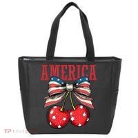 Cute America Cherries Coquette Bow Funny Cherry 4th Of July Tote Bag thumb 0