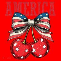 Cute America Cherries Coquette Bow Funny Cherry 4th Of July Santa Hat thumb 1