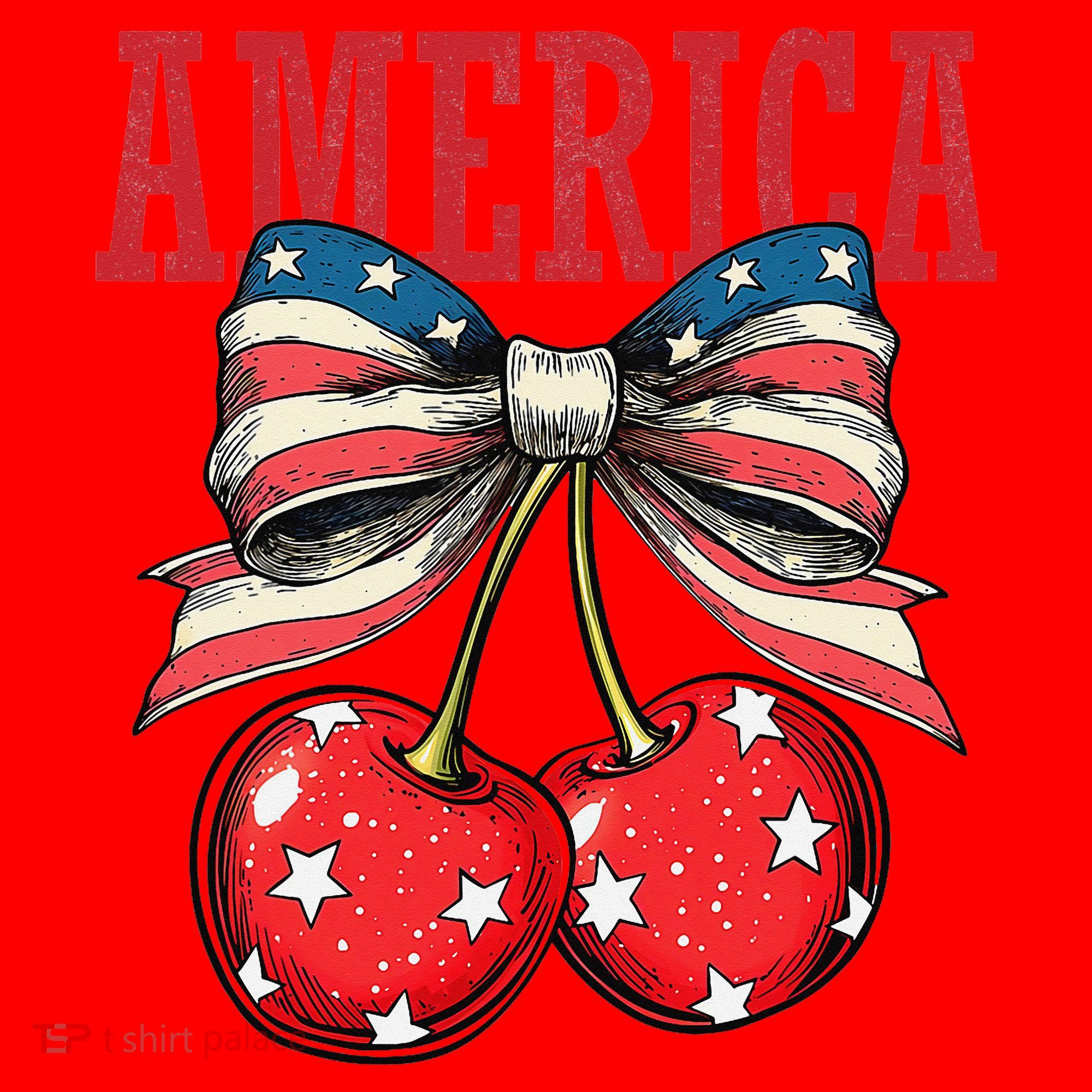 Cute America Cherries Coquette Bow Funny Cherry 4th Of July Santa Hat