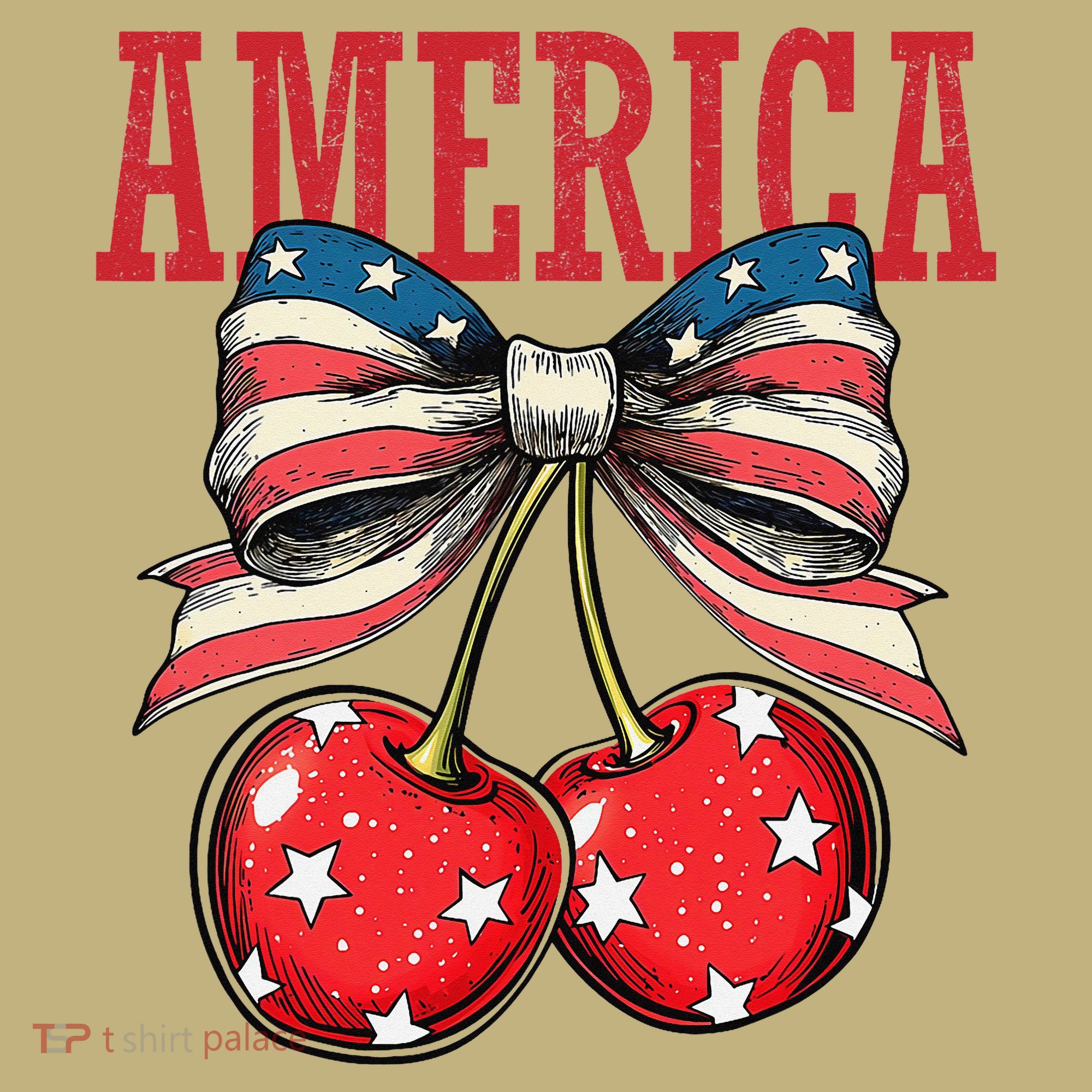 Cute America Cherries Coquette Bow Funny Cherry 4th Of July Button