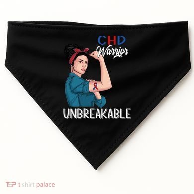 Chd Awareness Congenital Heart Defect Warrior Unbreakable Gift USA-Made Doggie Bandana