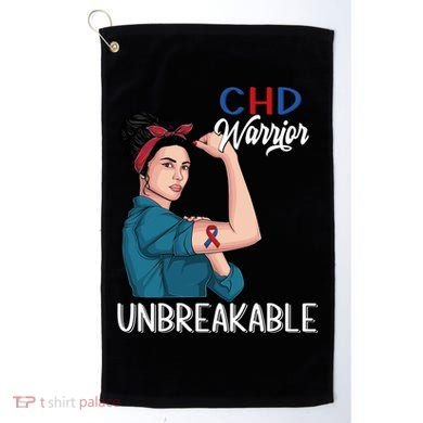Chd Awareness Congenital Heart Defect Warrior Unbreakable Gift Golf Towel