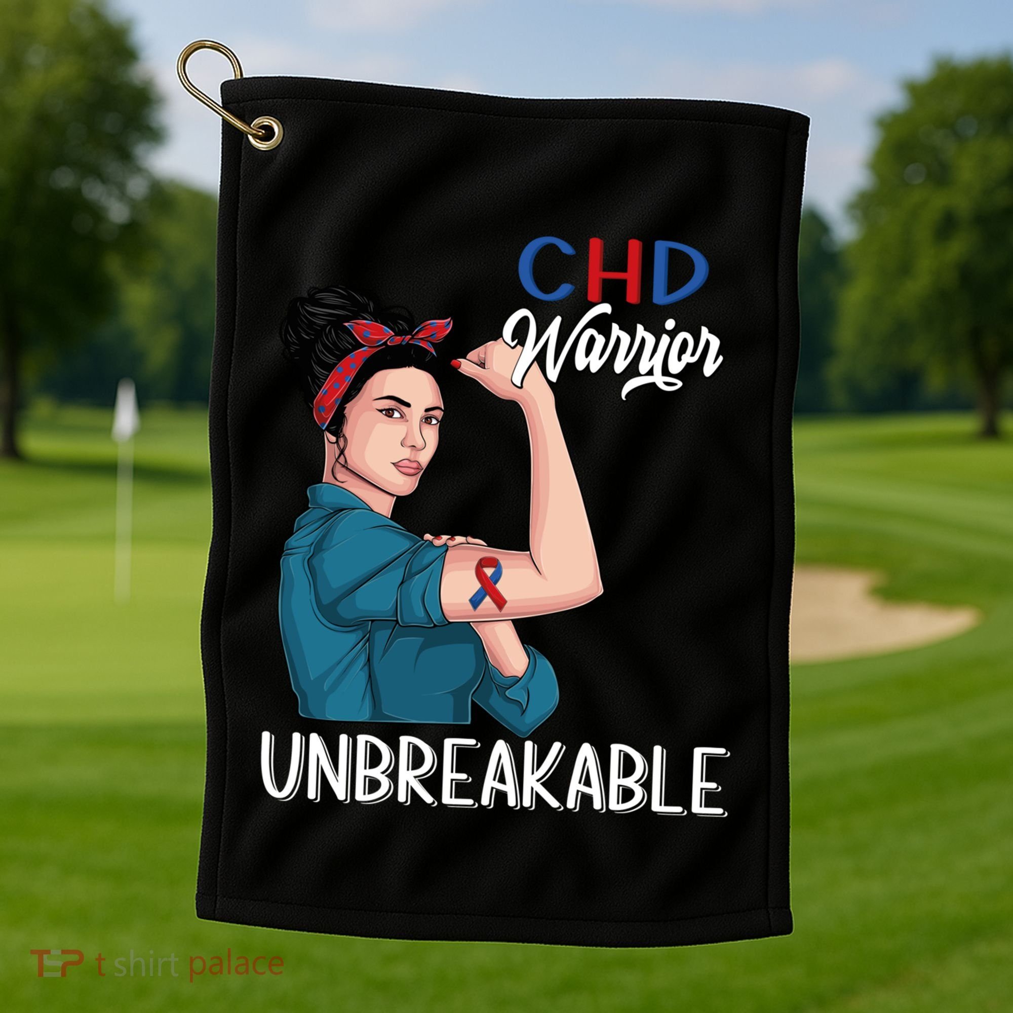 Chd Awareness Congenital Heart Defect Warrior Unbreakable Gift Golf Towel