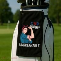 Chd Awareness Congenital Heart Defect Warrior Unbreakable Gift Golf Towel thumb 2