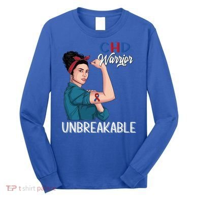Chd Awareness Congenital Heart Defect Warrior Unbreakable Gift Long Sleeve Shirt