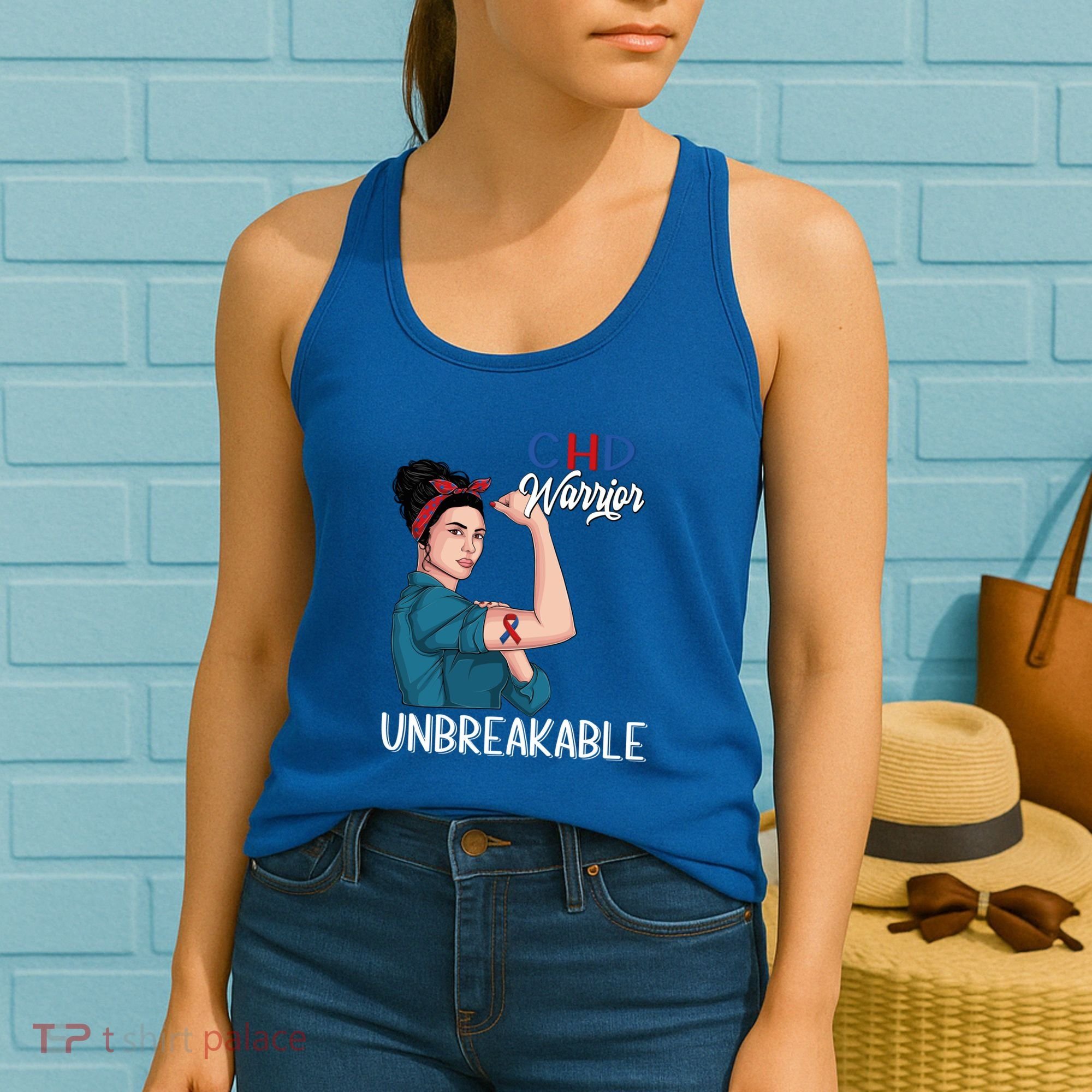 Chd Awareness Congenital Heart Defect Warrior Unbreakable Gift Women's Tank Top
