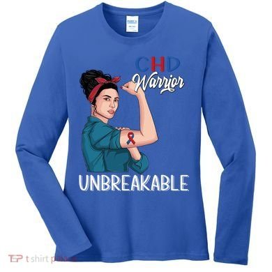 Chd Awareness Congenital Heart Defect Warrior Unbreakable Gift Women's Long Sleeve Shirt