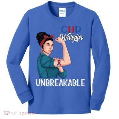Chd Awareness Congenital Heart Defect Warrior Unbreakable Gift Kids Long Sleeve Shirt