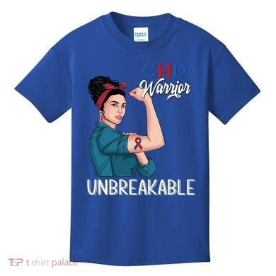 Chd Awareness Congenital Heart Defect Warrior Unbreakable Gift Kids T-Shirt