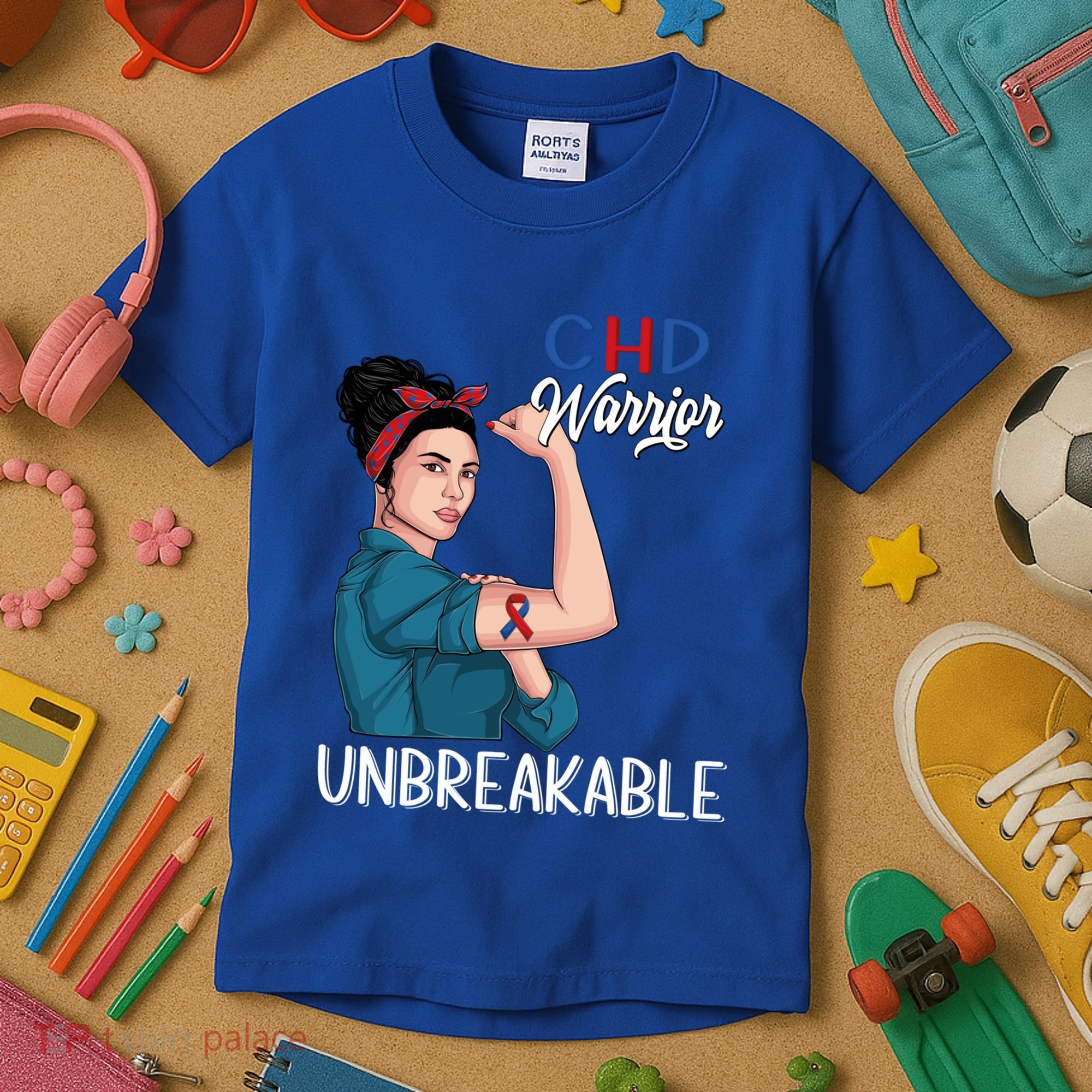 Chd Awareness Congenital Heart Defect Warrior Unbreakable Gift Kids T-Shirt
