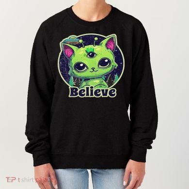 Cute Alien Cat Belive In Ufo Kawaii Women's Sweatshirt