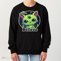 Cute Alien Cat Belive In Ufo Kawaii Women's Sweatshirt thumb 0