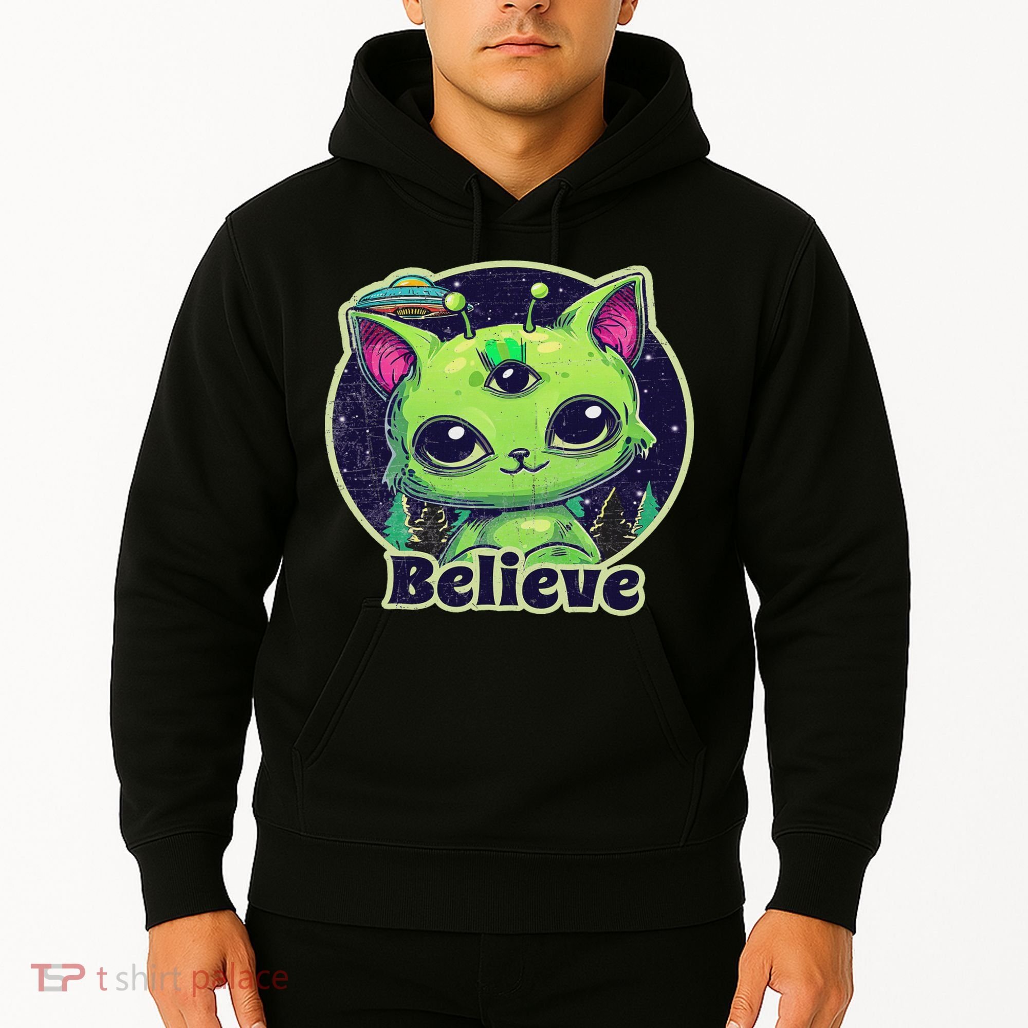 Cute Alien Cat Belive In Ufo Kawaii Hoodie
