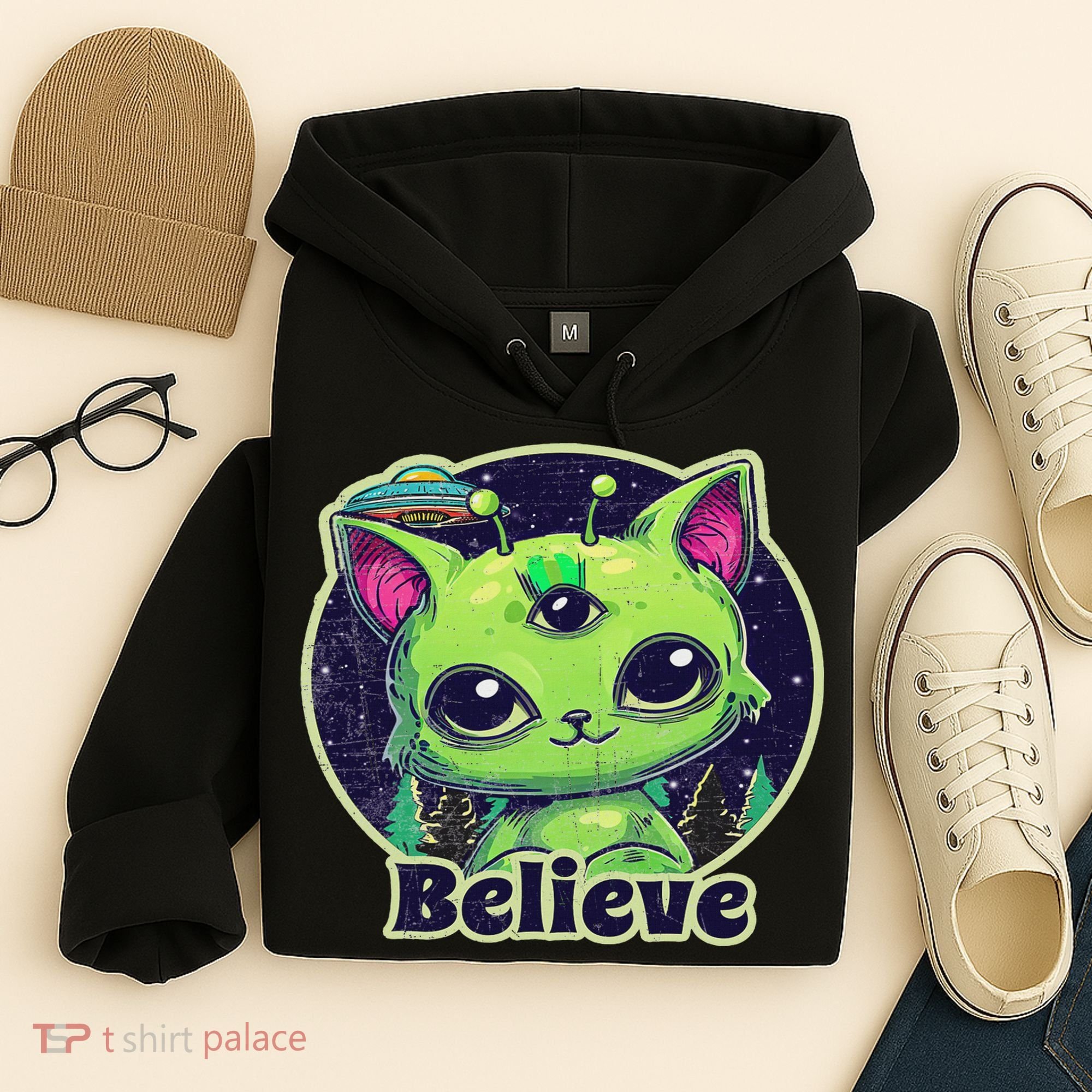 Cute Alien Cat Belive In Ufo Kawaii Hoodie