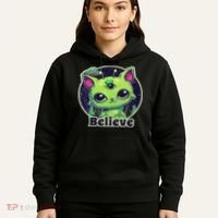 Cute Alien Cat Belive In Ufo Kawaii Hoodie thumb 5