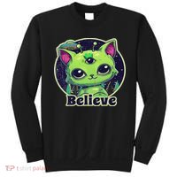 Cute Alien Cat Belive In Ufo Kawaii Sweatshirt thumb 0