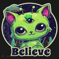 Cute Alien Cat Belive In Ufo Kawaii Sweatshirt thumb 3