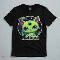Cute Alien Cat Belive In Ufo Kawaii T-Shirt thumb 5