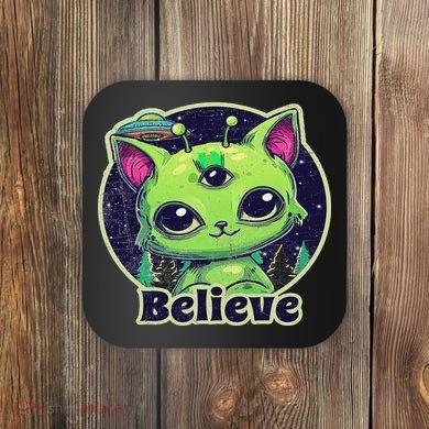 Cute Alien Cat Belive In Ufo Kawaii Coaster