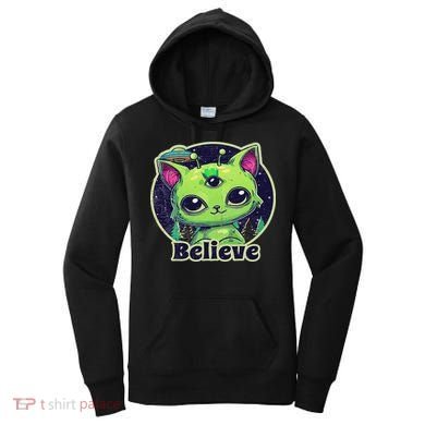 Cute Alien Cat Belive In Ufo Kawaii Women's Hoodie