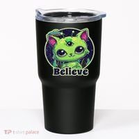 Cute Alien Cat Belive In Ufo Kawaii Tumbler thumb 0