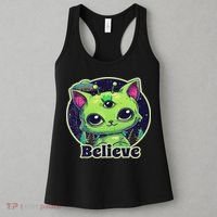Cute Alien Cat Belive In Ufo Kawaii Women's Tank Top thumb 3