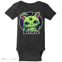 Cute Alien Cat Belive In Ufo Kawaii Baby Bodysuit thumb 0