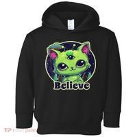 Cute Alien Cat Belive In Ufo Kawaii Toddler Hoodie thumb 0