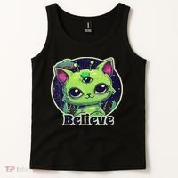 Cute Alien Cat Belive In Ufo Kawaii Tank Top thumb 2