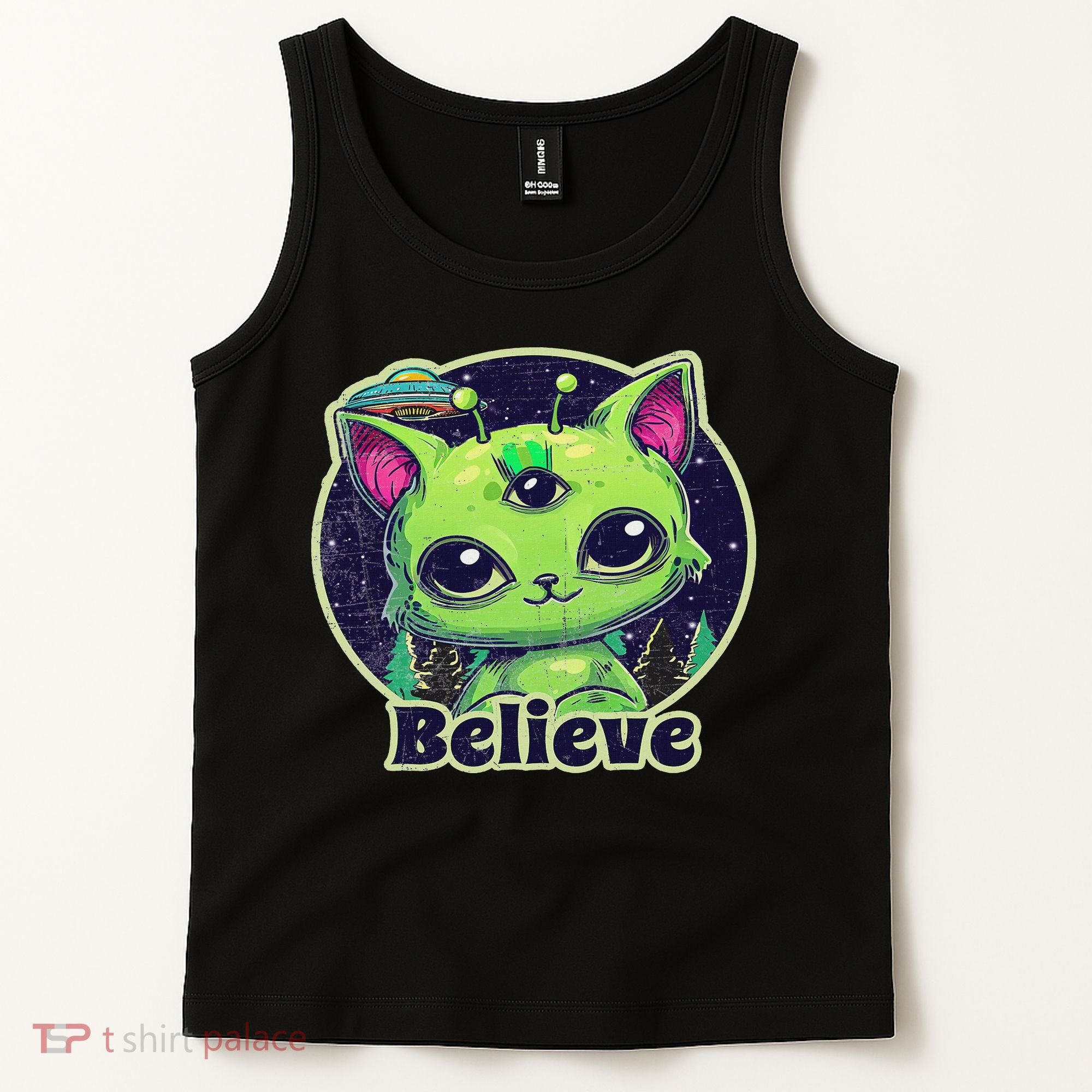 Cute Alien Cat Belive In Ufo Kawaii Tank Top