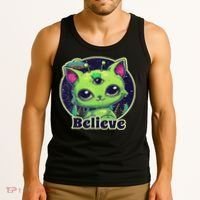 Cute Alien Cat Belive In Ufo Kawaii Tank Top thumb 3