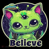 Cute Alien Cat Belive In Ufo Kawaii Tank Top thumb 6