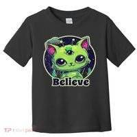 Cute Alien Cat Belive In Ufo Kawaii Toddler T-Shirt thumb 0