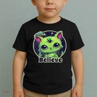 Cute Alien Cat Belive In Ufo Kawaii Toddler T-Shirt thumb 2