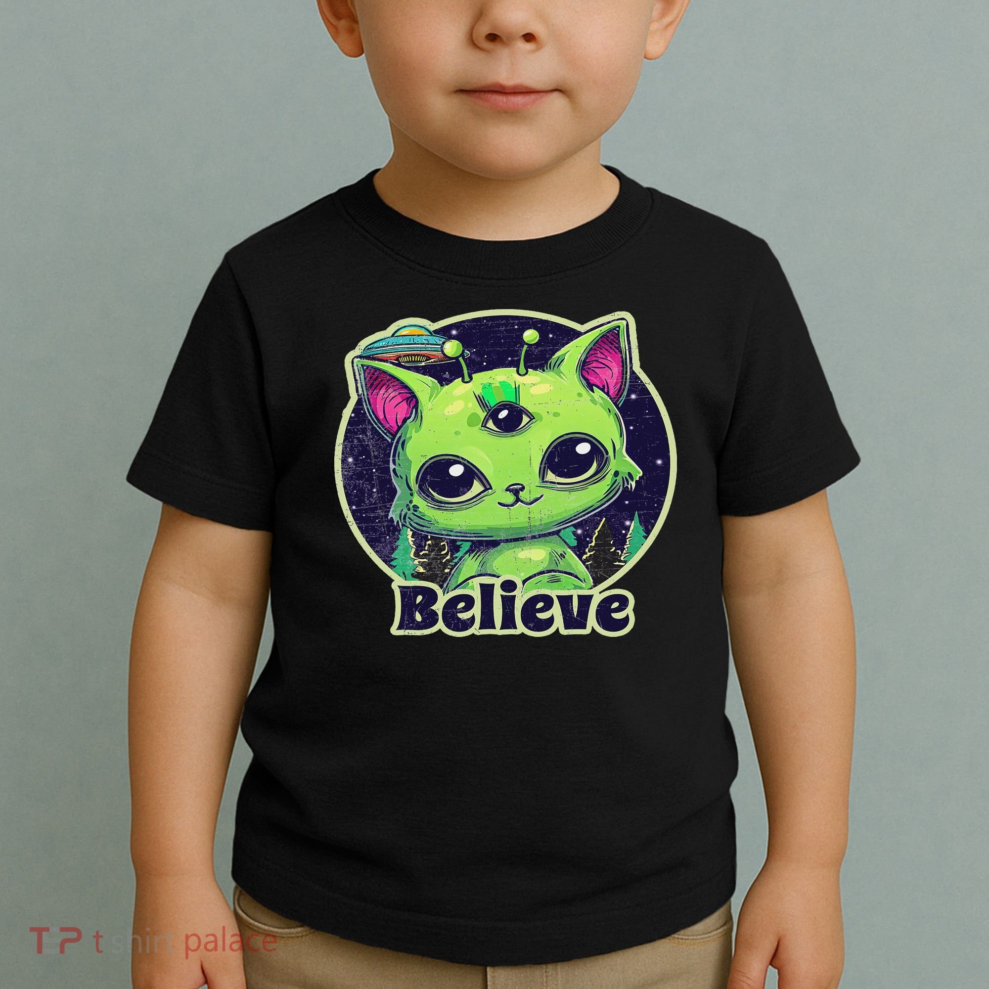 Cute Alien Cat Belive In Ufo Kawaii Toddler T-Shirt
