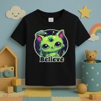 Cute Alien Cat Belive In Ufo Kawaii Toddler T-Shirt thumb 3