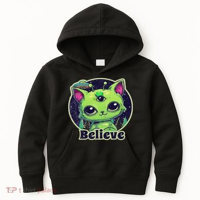 Cute Alien Cat Belive In Ufo Kawaii Kids Hoodie