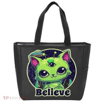 Cute Alien Cat Belive In Ufo Kawaii Tote Bag