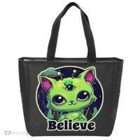 Cute Alien Cat Belive In Ufo Kawaii Tote Bag thumb 0