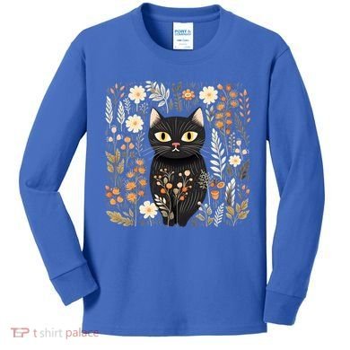 Cottagecore Aesthetic Cat Gift Kids Long Sleeve Shirt