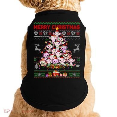 Cute Axolotl Christmas Tree Ugly Sweater   Doggie Tank