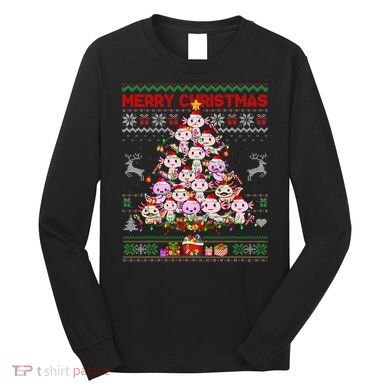 Cute Axolotl Christmas Tree Ugly Sweater   Long Sleeve Shirt