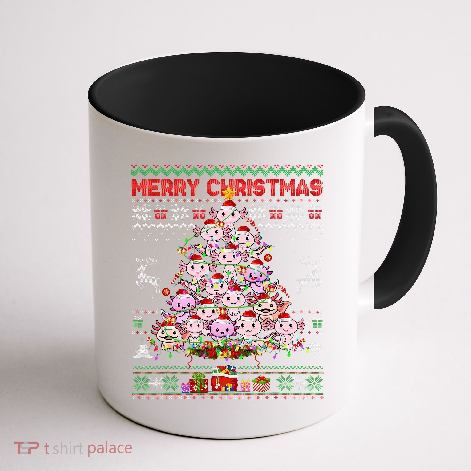 Cute Axolotl Christmas Tree Ugly Sweater   Coffee Mug