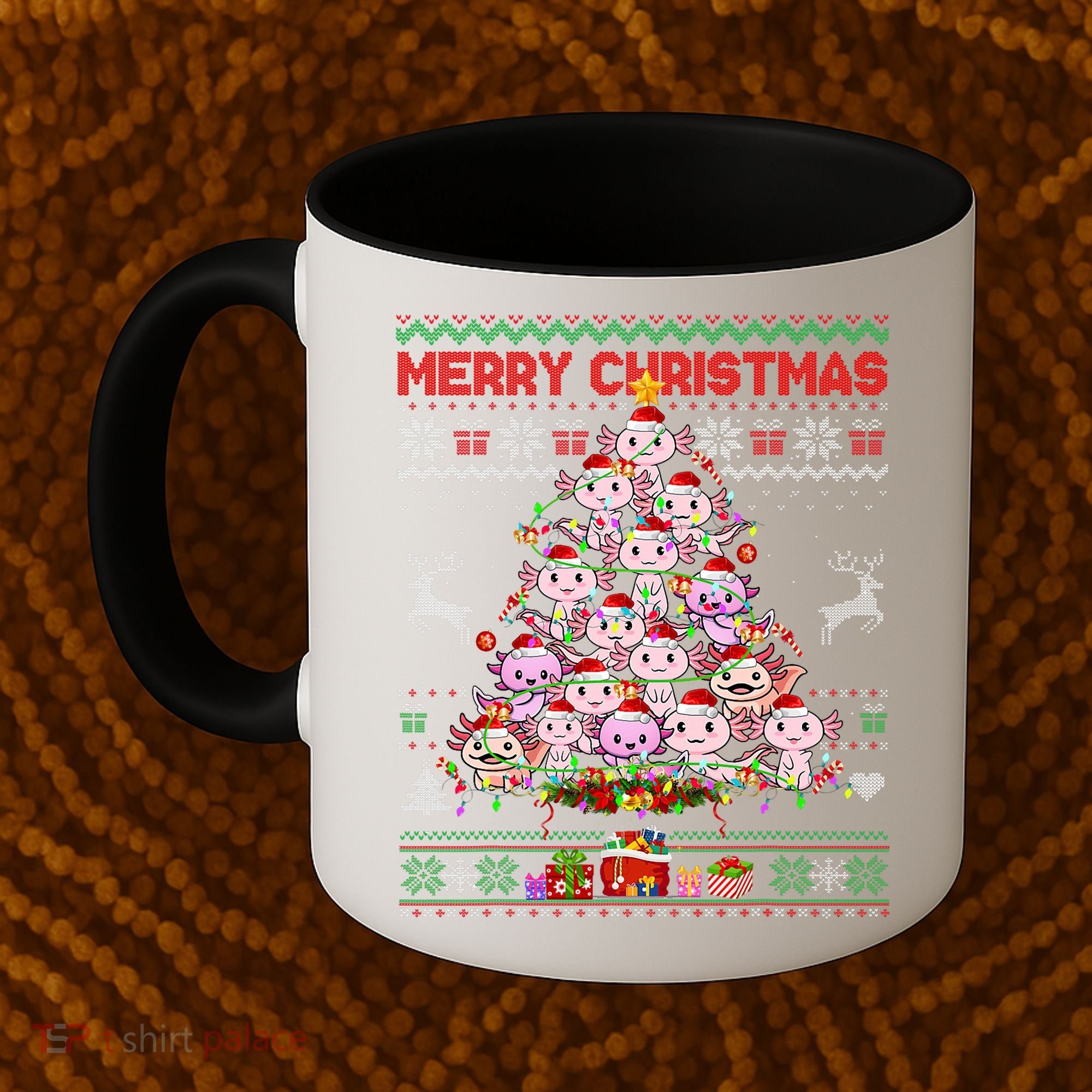 Cute Axolotl Christmas Tree Ugly Sweater   Coffee Mug